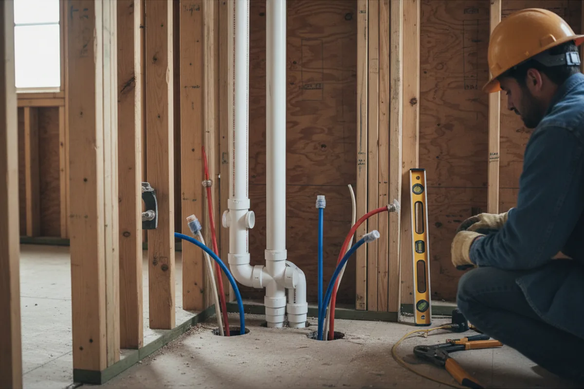 Drain and supply rough-in during Sump Pump Repair in Dalmatia